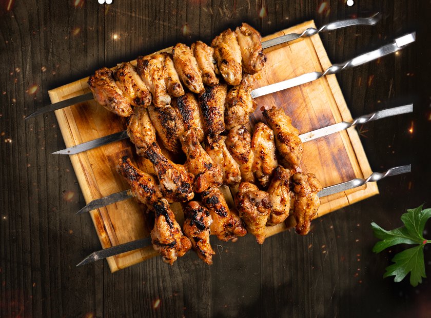 Grilled chicken wing skewers